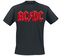 AC/DC Red Logo Hombre Camiseta Negro XL 100% algodón Vorne Bedruckt Regular