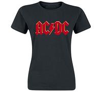 AC/DC Red Logo Mujer Camiseta Negro 100% algodón Regular