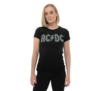 AC/DC Rhinestone Camiseta, Negro, L para Mujer