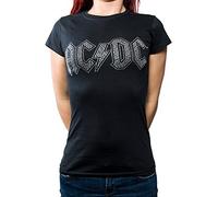 AC/DC Rhinestone Camiseta, Negro, M para Mujer