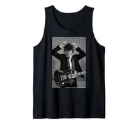 AC DC Rock Icon Blanco Y Negro Guitarra Pose Camiseta sin Mangas