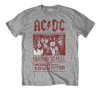 AC/DC Tour Mundial de Carretera al Infierno Camiseta, Gris, L para Hombre