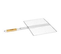 AC-Deco - Rejilla rectangular doble para barbacoa, 30 x 40 cm, metal cromado plateado