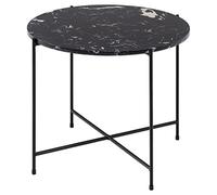 AC Design Furniture Agnar - Mesa Auxiliar Redonda de mármol Negro con Patas de Metal Negro, Mesa Auxiliar de salón con Aspecto de mármol Exclusivo, Muebles de salón de mármol, Mesa pequeña