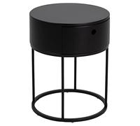 AC Design Furniture Apollon - Mesilla de Noche Redonda con 1 cajón, Color Negro, Metal y Madera, diámetro 40 H: 51 cm, 1 Unidad