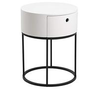 AC Design Furniture Apollon mesita de Noche, 51 × 40 × 40 cm, Blanco/Negro, MDF/metálico, 1 Pieza