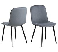 AC Design Furniture Dagmar Juego de 4 sillas de Comedor de Pana con Respaldo, sillas de Comedor tapizadas, sillas de Cocina Minimalistas, Tela Gris, Patas de Metal Negro, Pasillo, Oficina
