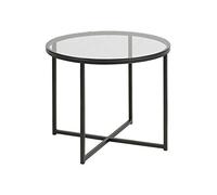 AC Design Furniture Gurli - Mesa Auxiliar Redonda (55 x 55 x 45 cm), Color Transparente y Negro