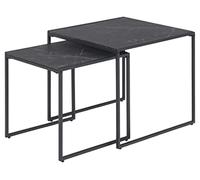 AC Design Furniture Ingelise Juego de 2 mesas cuadradas con Aspecto de mármol Negro, Mesa de Centro Minimalista, Mesa Auxiliar, Sala de Estar, Mesa de Acento, Pasillo, 1 Pieza