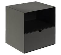 AC Design Furniture Jeppe mesita de Noche, 30 × 30 × 25 cm, Negro, metálico/MDF, 1 Pieza
