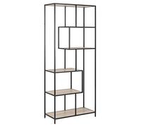 AC Design Furniture Jörn - Estantería asimétrica con 5 estantes, 185 x 77 x 35 cm, Madera y Metal, Color Negro