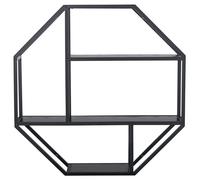 AC Design Furniture Jörn - Estantería de Pared Octogonal (77 x 77 x 20 cm), Color Negro Ceniza y Negro, Madera y Metal, 1 Unidad.