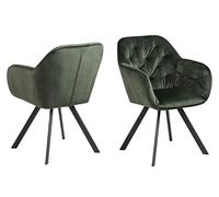 AC Design Furniture Kerstin Silla, Color Verde Bosque, Terciopelo, Ancho 57,5 cm x Alto 81,5 cm x Fondo 61,5 cm, 1 Pieza