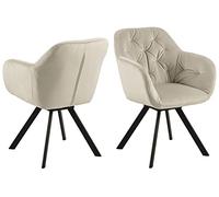 AC Design Furniture Kerstin Silla De Comedor Tallada, al.: 81,5 × an.: 57,5 × Prof.: 61,5 cm, Arena, Tela/Metálico, 1 pza.