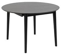 AC Design Furniture Monty - Mesa de Comedor Extensible para 6 Personas, Mesa Redonda de Roble Negro con Patas Redondas, Mesa de Cocina con Placa Extensible, diámetro 115 x Altura 75 cm