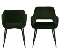AC Design Furniture Rebecca Silla de Cuna de poliéster, Verde, L: 59.5 x W: 56 x H: 79 cm, Pack of 2 Unidades