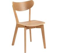 AC Design Furniture Roxanne Juego de 2 Sillas de Comedor, Natural, Chapa de Roble y Madera de Caucho, Al: 79,5 x An: 45 x P: 55 cm