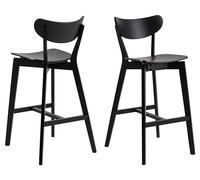 AC Design Furniture Roxanne Juego de 2 taburetes de Bar con Asiento de Chapa de Roble Negro y Patas de Madera Negra, Trona de Estilo Retro Moderno, Muebles de Bar, Muebles de Cocina, 45 x 105 x 49 cm