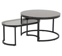 AC Design Furniture Spencer Conjunto De Mesas De Centro, Negras, Cristal/Metal lar.: 70 × an.: 70 × al.: 42 cm lar.: 70 × an.: 40 × al.: 33,4 cm, 1 pza.