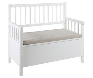 AC Design Furniture Thomas Banco Blanco con Almacenaje, Banco para Hall de Entrada, Muebles de Entrada, Banco de Zapatos, An: 90 x Prof: 48 x Al: 85 cm