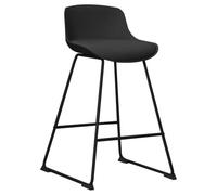 AC Design Furniture Tille - Taburete Acolchado de Piel sintética Negra con Patas de Metal Negro y reposapiés, fácil de Limpiar, Ideal para Comedor, Bar, Pasillo o Cocina