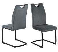 AC Design Furniture Ursula Silla De Comedor, al.: 100 × an.: 43 × Prof.: 58 cm, Gris Oscuro, Tela/Metálico, 2 pzas.