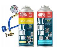 AC Doctor Paquete 3 en 1 2 x R134a manguera de aire acondicionado Fix para rellenar el aire acondicionado en el coche