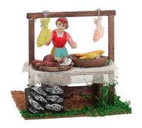 AC - Figura de Puesto de pescadera para Belén, Madera y Resina, Stand, pescadería, Pesebre, Navidad, Adorno, decoración Tradicional - 12 x 10,5 cm