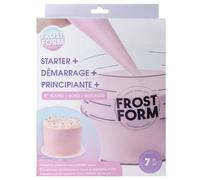 AC Food Crafting - Kit de iniciación de forma de escarcha de 6 pulgadas (7 piezas) molde para tartas, soporte de forro redondo, cortador de migas, instrucciones de formulario de base, kit de glaseado
