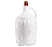 AC - Garrafa/Garrafón de cristal con forro con tapón, Boca estrecha, Botella forrada para almacenar agua, vino, bebidas, Hecho de plástico, 5 Litros, Color Blanco