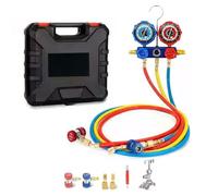 Ac Gauge Set, Diagnostic Manifold Kit, Hvac Refrigerant Tool, Double Pressure Gauges, Brass Connectors for Vehicle Repair, Home Cooling, Garage Maintenance, 1 Set