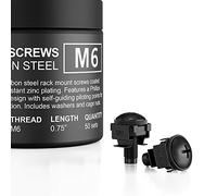 AC Infinity Tornillos de acero al carbono M6, arandelas de nailon y tuercas de jaula Juego de 50 piezas para bastidores de servidores de equipos, gabinetes y gabinetes