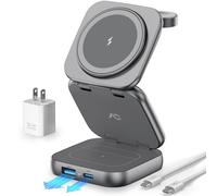 AC Island 2025 Cargador mag-Safe, Cargador inalámbrico 5 en 1 para iPhone, Estación de Carga Plegable para Viajes, Compatible con Las Series iPhone 16/15/14/13/12, Apple Watch y AirPods Pro(Gris)