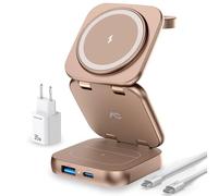 AC Island 2025 Cargador mag-Safe, Cargador inalámbrico 5 en 1 para iPhone, Estación de Carga Plegable para Viajes, Compatible con Las Series iPhone 16/15/14/13/12, Apple Watch y AirPods