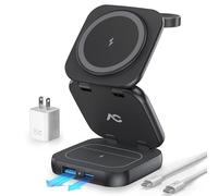 AC Island - Cargador inalámbrico para iPhone 17/16/15/14/13/12, Apple Watch, AirPods, estación de Cargador Plegable (Negro)