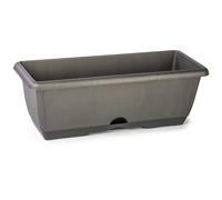 AC - Jardinera de plástico para balcón con Plato Integrado - Modelo PLFT - 10 litros - Fabricada en España (Gris Antracita - 50 cm)