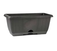 AC - Jardinera de plástico para balcón con Plato Integrado - Modelo PLFT - 8 litros - Fabricada en España (Gris Antracita - 40 cm)