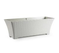 AC - Jardinera Rattan de plástico, macetero Rectangular, Tiesto, Recipiente para Plantas, Flores, jardín, terraza, hogar, Fabricada en España (Marfil - 60 cm)