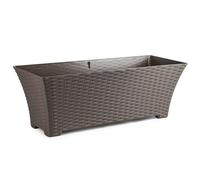 AC - Jardinera Rattan de plástico, macetero Rectangular, Tiesto, Recipiente para Plantas, Flores, jardín, terraza, hogar, Fabricada en España (Topo - 60 cm)
