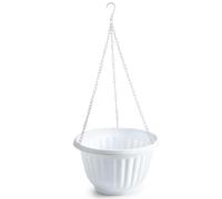 AC - Maceta Redonda Colgante de plástico, Tiesto, macetero, Recipiente para Plantas, Flores, balcón, terraza, hogar, Fabricada en España (Blanco, 25 x 15 cm)