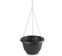 AC - Maceta Redonda Colgante, plástico, macetero, Tiesto, Recipiente para Plantas, Flores, balcón, terraza, hogar, Fabricada en España (Antracita - 25 x 15 cm)