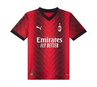 AC Milan - Camiseta Primera Local, Temporada 23/24, Rojo Negro, Niños y Adolescentes, Unisex, 10 años