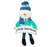 AC - Muñeco con Cartel de Feliz Navidad - Fabricación en poliéster - Decoración para Navidad - 22 x 14 cm - Modelo Surtido