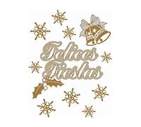 AC - Pack 11 Pegatinas Adhesivas para Navidad con la Frase de Felices Fiestas - Accesorio para navidades - Color Plata.