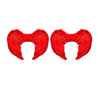 AC - Pack de 2 Alas de ángel con Plumas y Tirantes elásticos, complemento para Disfraces de diablesa, Demonio, Halloween, Carnaval, Cosplay (Rojo - 60 x 40 cm)