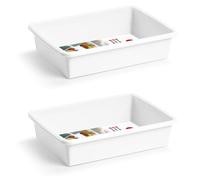 AC - Pack de 2 Bandejas Frigorificas - Capaciadad de 1,65 L - Fabricado en Plástico - Apto para Microondas y Congelador - 6 x 26 x 19 cm - Color Blanco