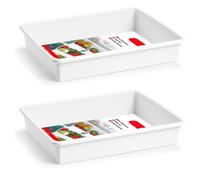 AC - Pack de 2 Bandejas Frigorificas - Capaciadad de 4,25 L - Fabricado en Plástico - Apto para Microondas y Congelador - 6,5 x 34,5 x 26 cm - Color Blanco