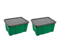 AC - Pack de 2 cajas de almacenamiento con tapa N.º 1 - Plástico - Hunter Box - Guardar ropa, mantas, libros - Fabricado en España - 16 L - 21,5 x 39,6 x 29,6 cm cm - Verde y Gris