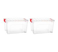 AC - Pack de 2 Cajas de Almacenamiento KLIP K2 - Fabricado en plástico - Contenedor para almacenar Libros, Ropa, Mantas - 34,5 x 43,5 x 25 cm - 25 litros