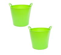 AC - Pack de 2 capazos Flexible con Asas - Capacidad de 26 litros - Fabricado en Plástico - Ideal para Trabajo de Vendimia y Agricultura - Ø 36 x 30,3 cm - 2 Unidades - Color Verde